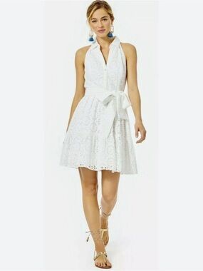 NWT $218 Lilly Pulitzer Trisha Shirt  Dress white Eyelet 8